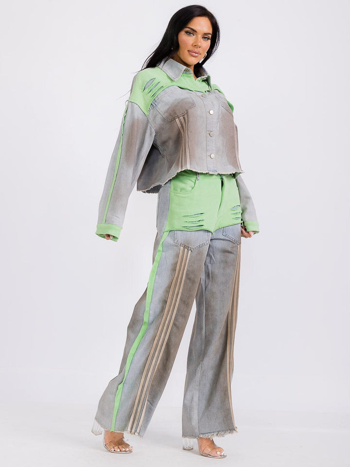 WOMEN'S LONG SLEEVE CROP TOP & ELASTIC WAIST PANTS SEQUINS 2PC. SET (Copy)