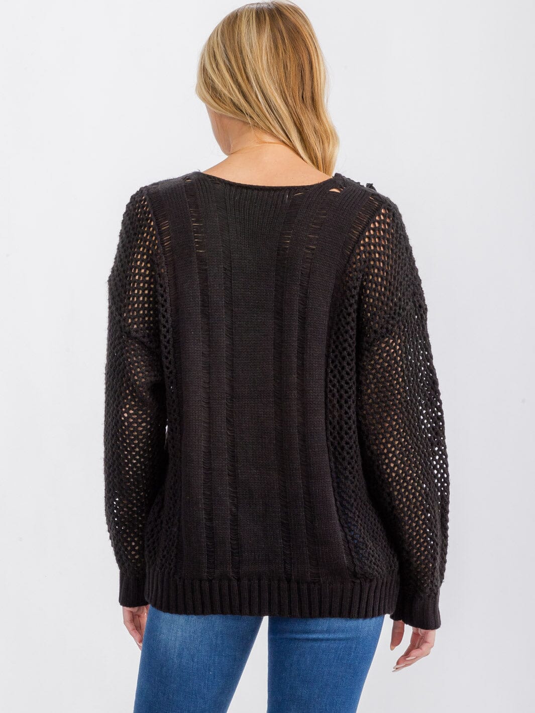 WOMEN'S LONG SLEEVE EMBROIDERY NECK DETAILED BLOUSE TOP