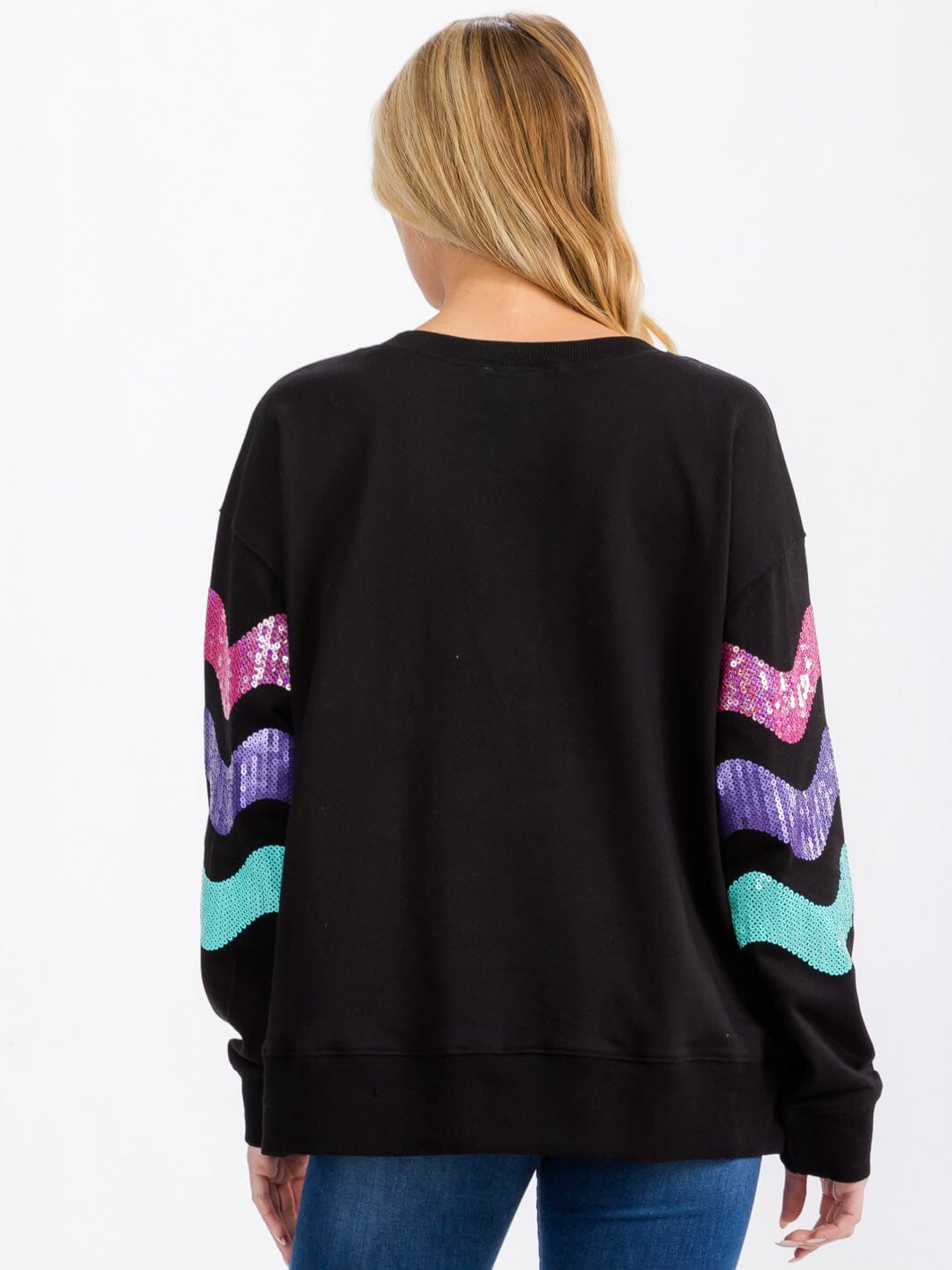 WOMEN'S LONG SLEEVE STRIPES COLORBLOCK PULLOVER SWEATER