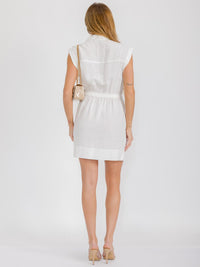 WOMEN'S SLEEVELESS BUTTON UP FRONT POCKETS MINI DRESS