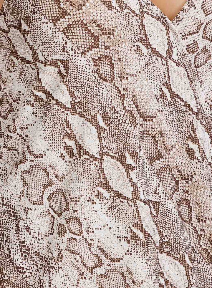 PLUS SIZE SLEEVELESS SURPLICE SNAKE PRINT TANK TOP