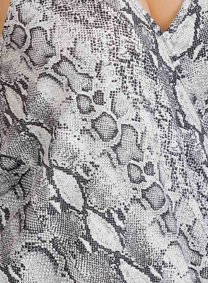 PLUS SIZE SLEEVELESS SURPLICE SNAKE PRINT TANK TOP