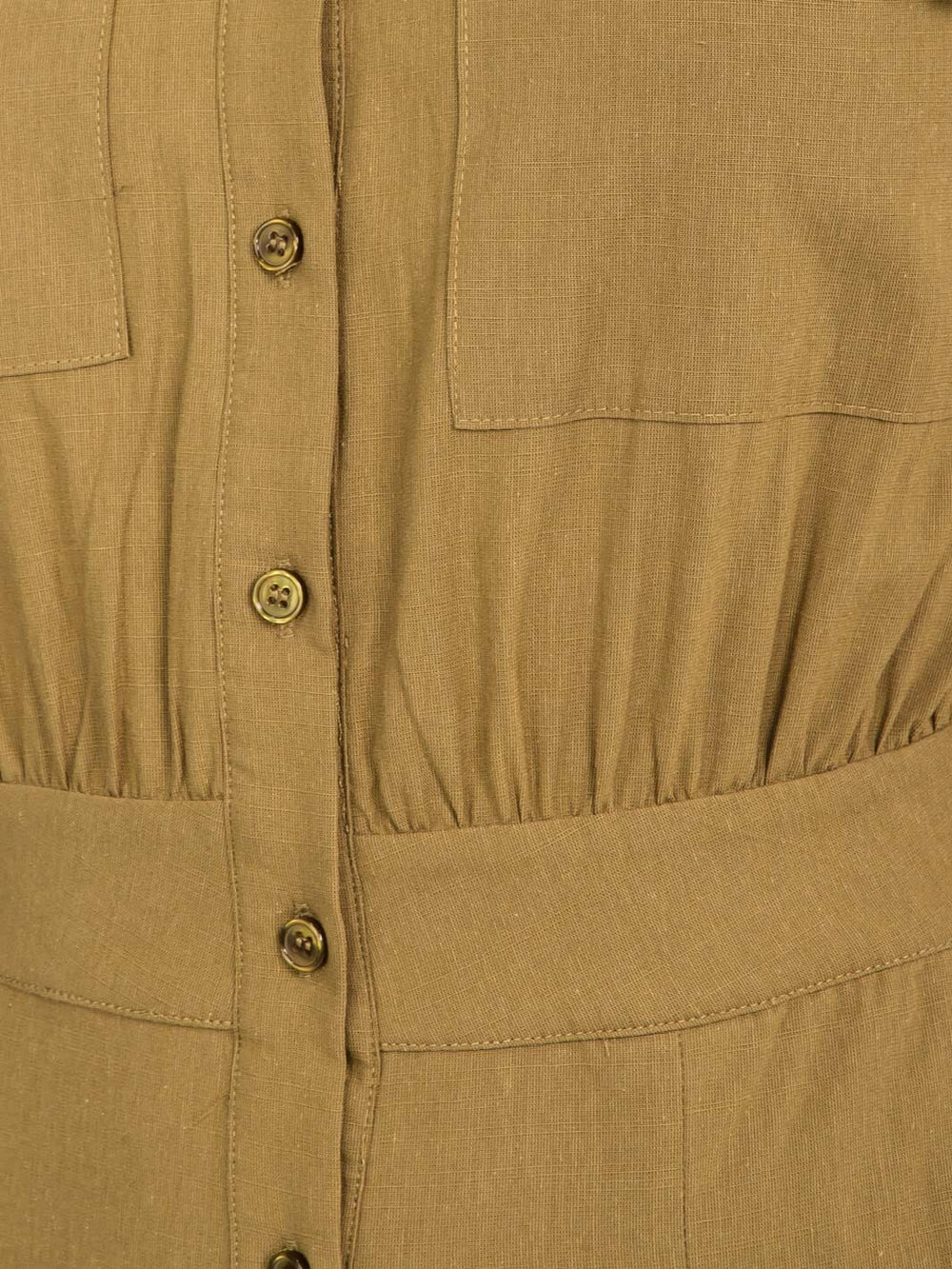 WOMEN'S SLEEVELESS BUTTON UP POCKETS WIDE LEG JUMPSUIT