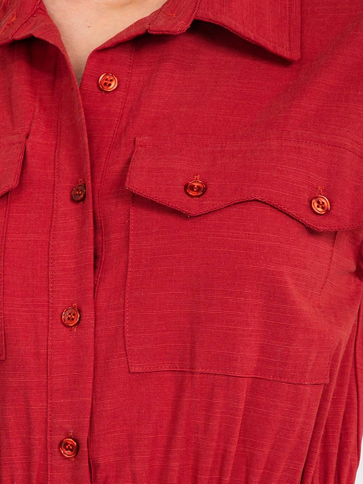 WOMEN'S SLEEVELESS BUTTON UP POCKETS WIDE LEG JUMPSUIT