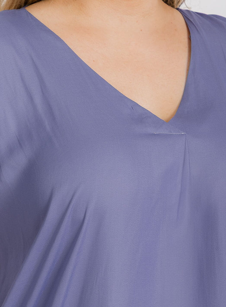 PLUS SIZE SHORT SLEEVE V-NECK TUNIC BLOUSE