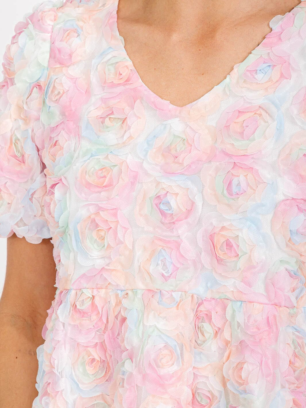 WOMEN'S SHORT SLEEVE V-NECK FLORAL FIR & FLARE MINI DRESS