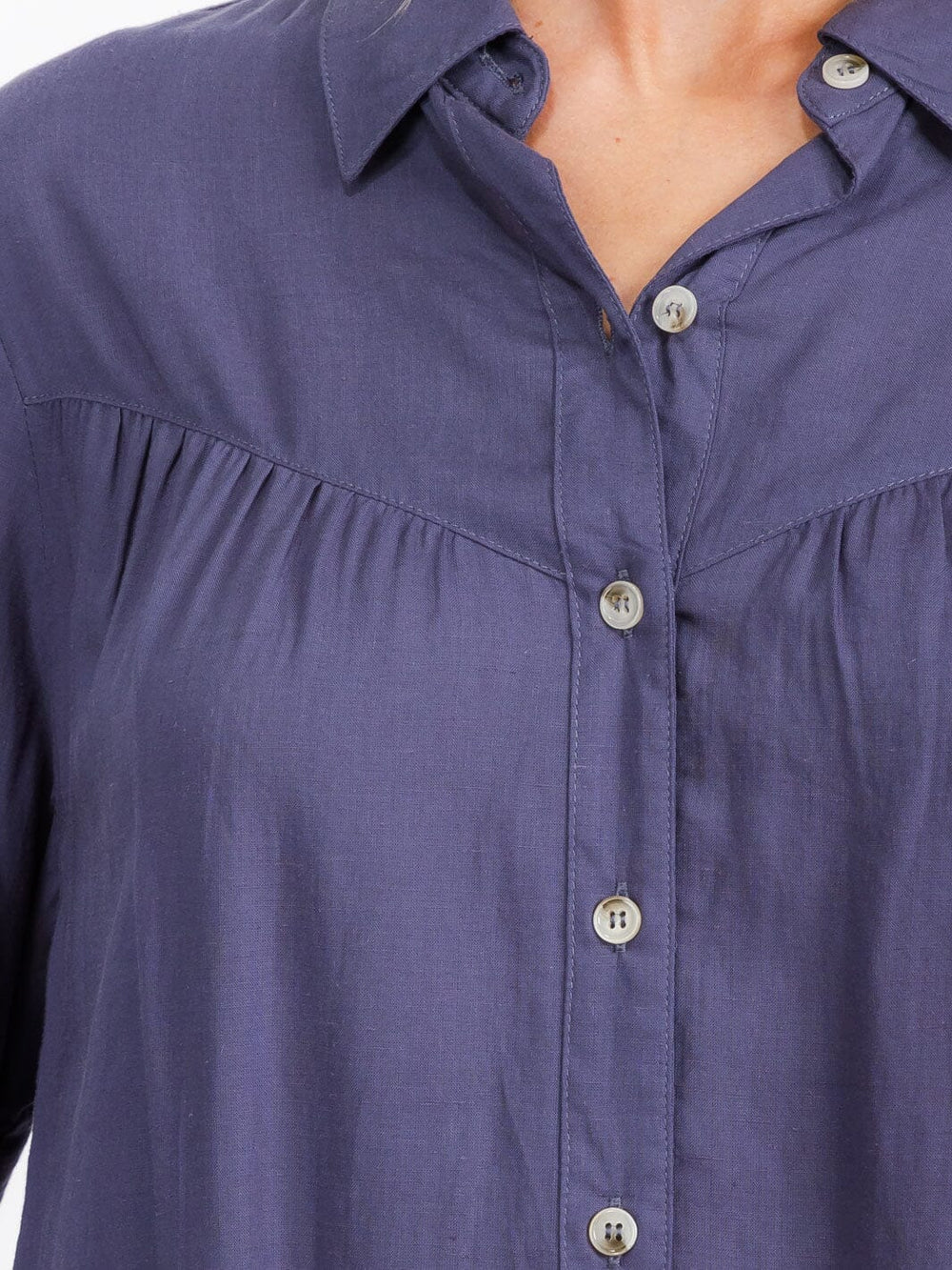 WOMEN'S LONG SLEEVE BUTTON UP LINEN BLOUSE TOP