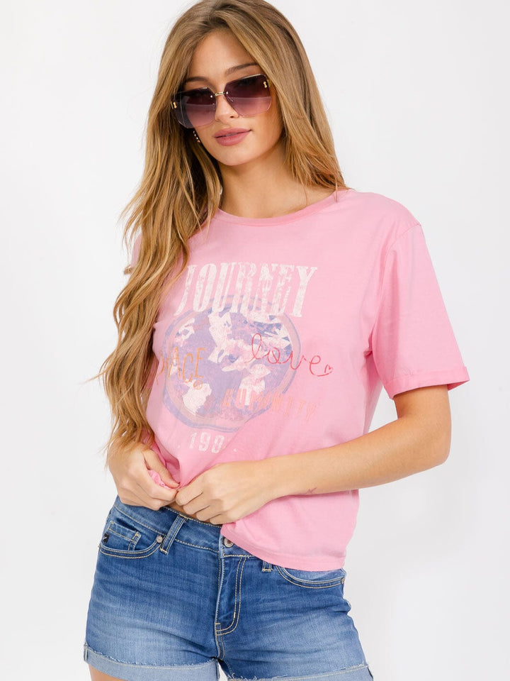 WOMEN'S SHORT SLEEVE BASIC GRAPHIC TOP