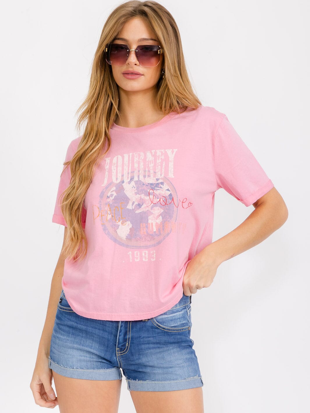 WOMEN'S SHORT SLEEVE BASIC GRAPHIC TOP