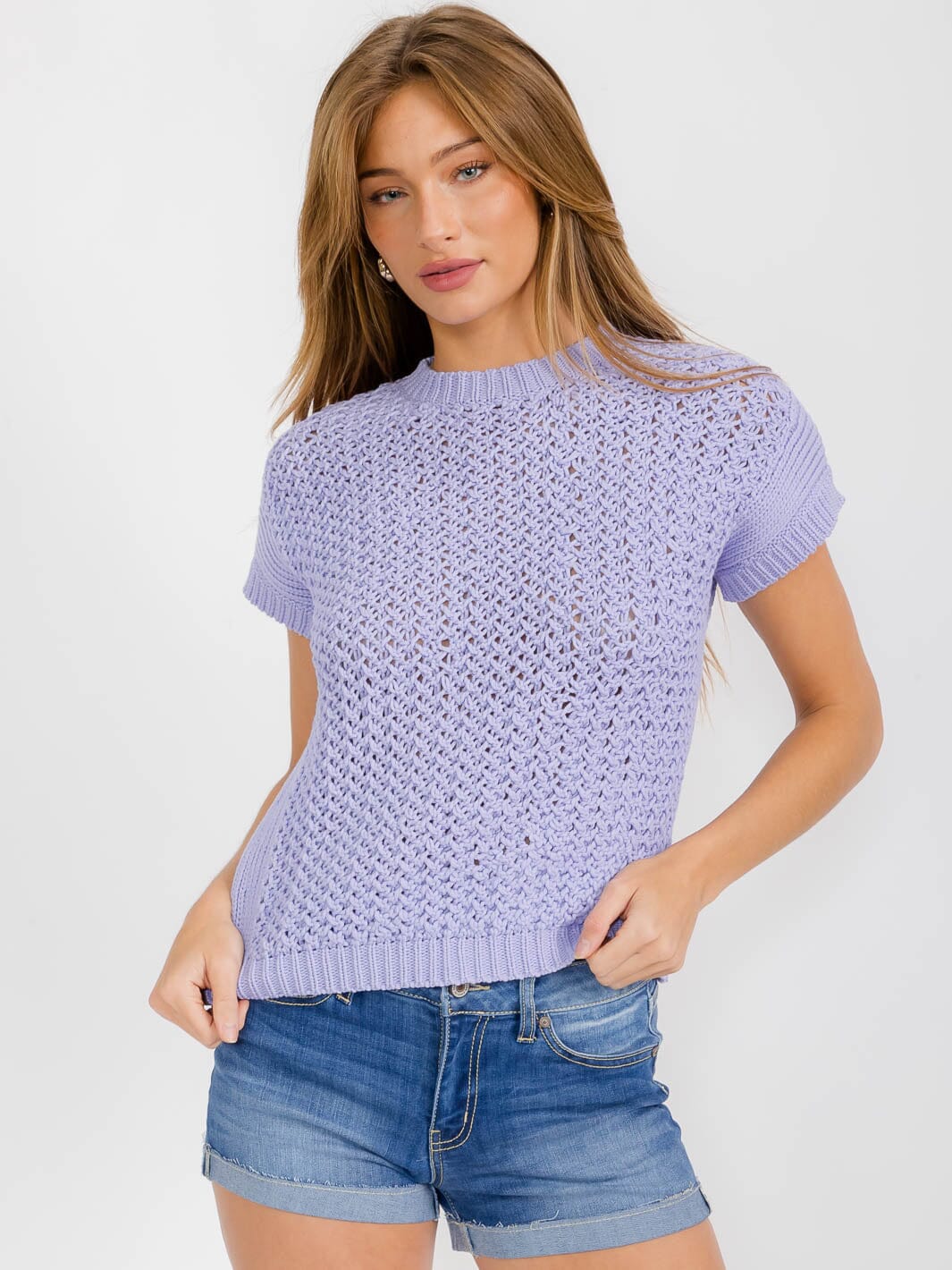 WOMEN'S SHORT SLEEVE KNITTED BLOUSE