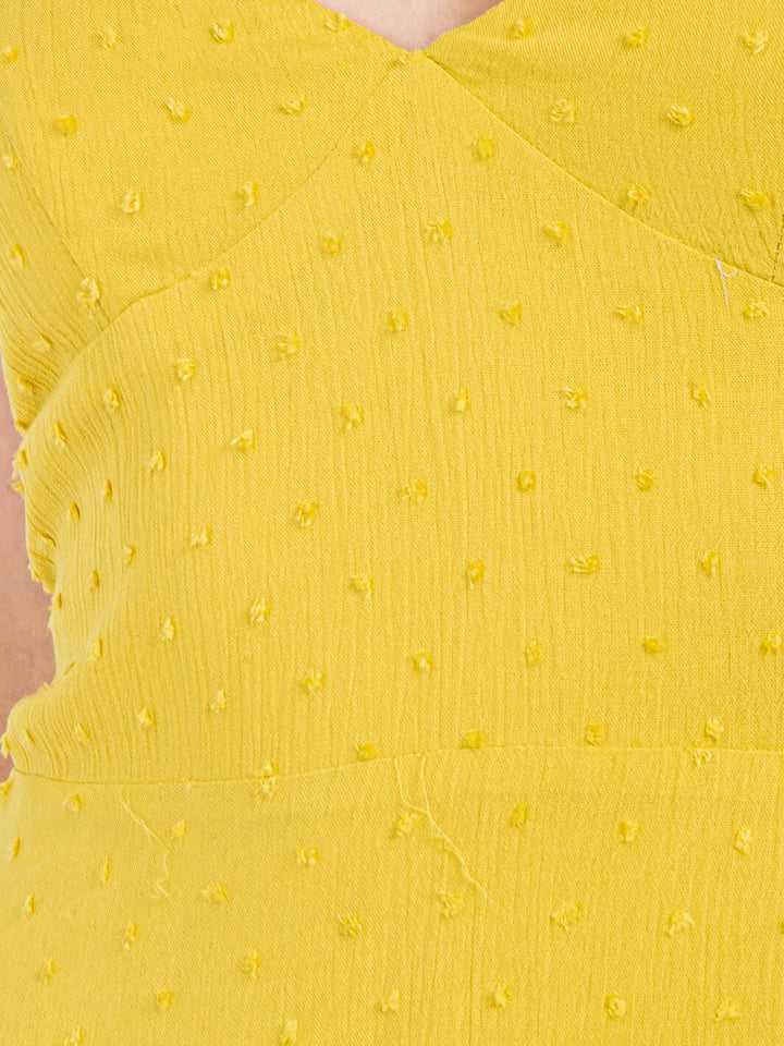 WOMEN'S SLEEVELESS V-NECK TIERED RUFFLE SWISS DOTS MAXI DRESS