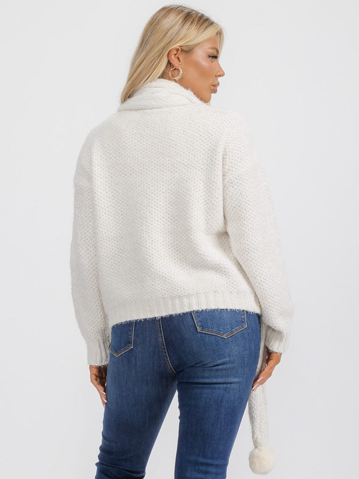 WOMEN'S LONG SLEEVE PULLOVER SWEATER WITH SCARF INCLUDED