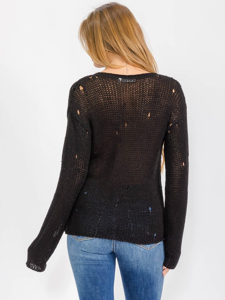 WOMEN'S LONG SLEEVE KNIT PULLOVER SWEATER