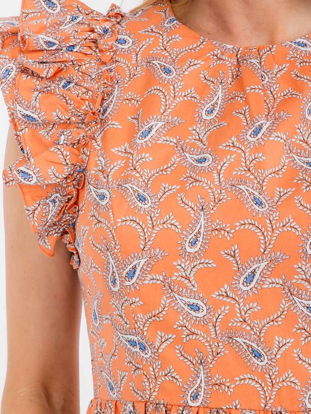 WOMEN'S RUFFLE SLEEVE TIERED PAISLEY PRINT MINI DRESS