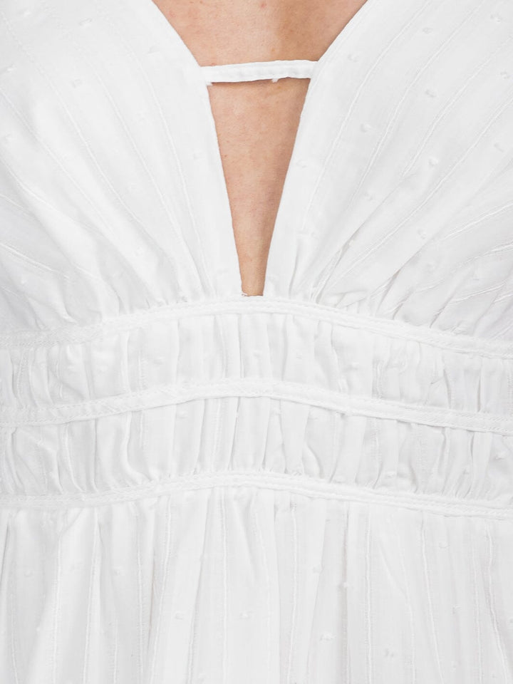 WOMEN'S SLEEVELESS V-NECK FRONT POCKETS SWISS DOTS MAXI DRESS