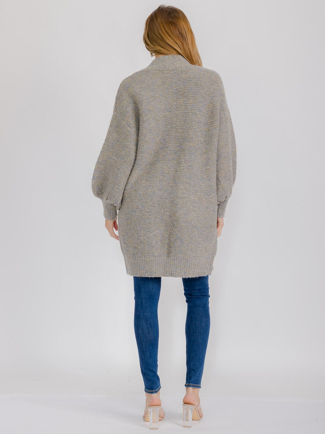 WOMEN'S LONG SLEEVE OPEN FRONT POCKETS CARDIGAN