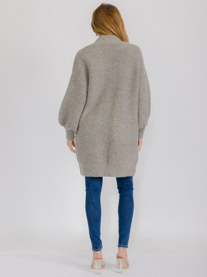 WOMEN'S LONG SLEEVE OPEN FRONT POCKETS CARDIGAN