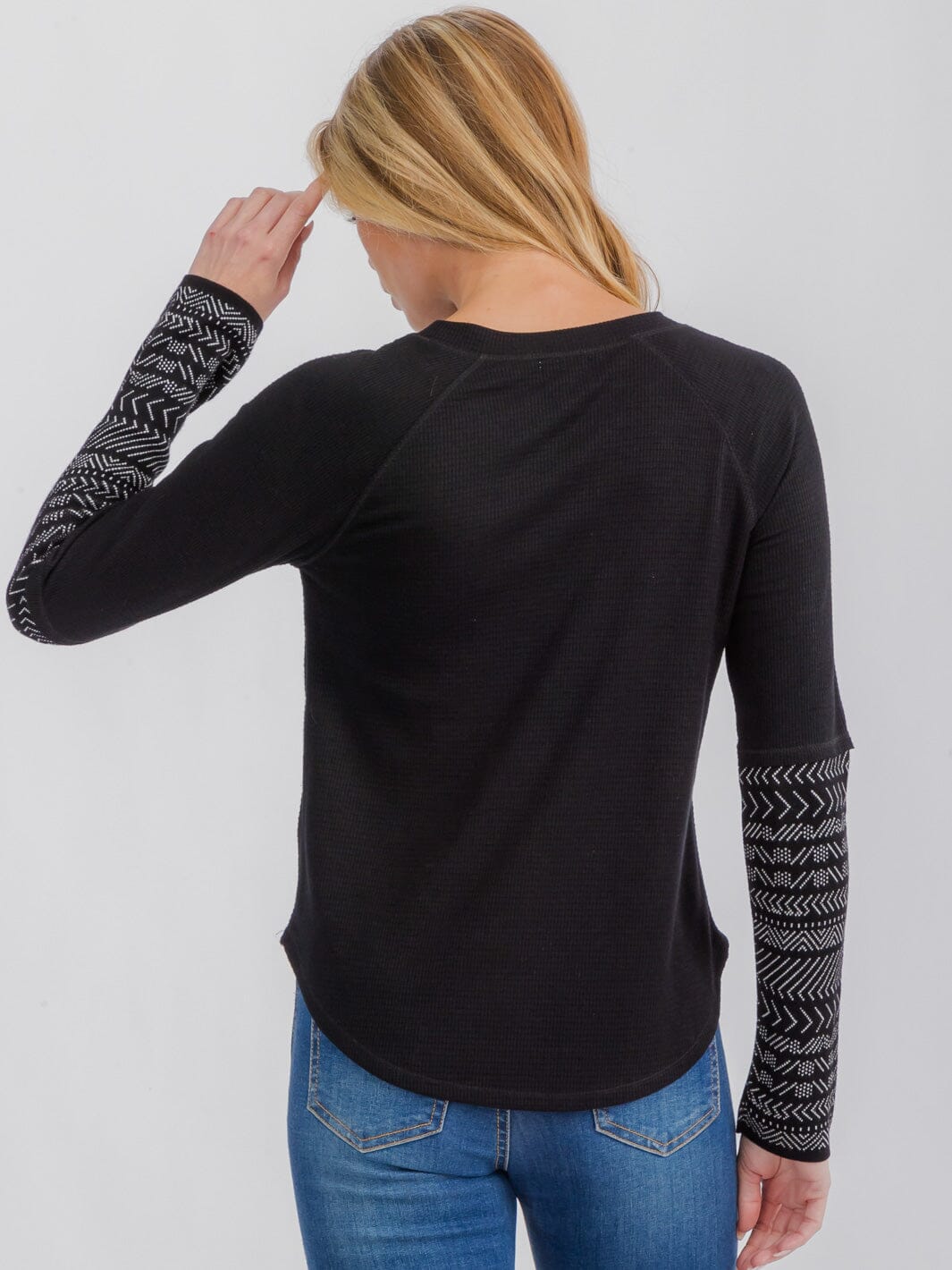 WOMEN'S LONG CUFF SLEEVE COLORBLOCK TUNIC TOP