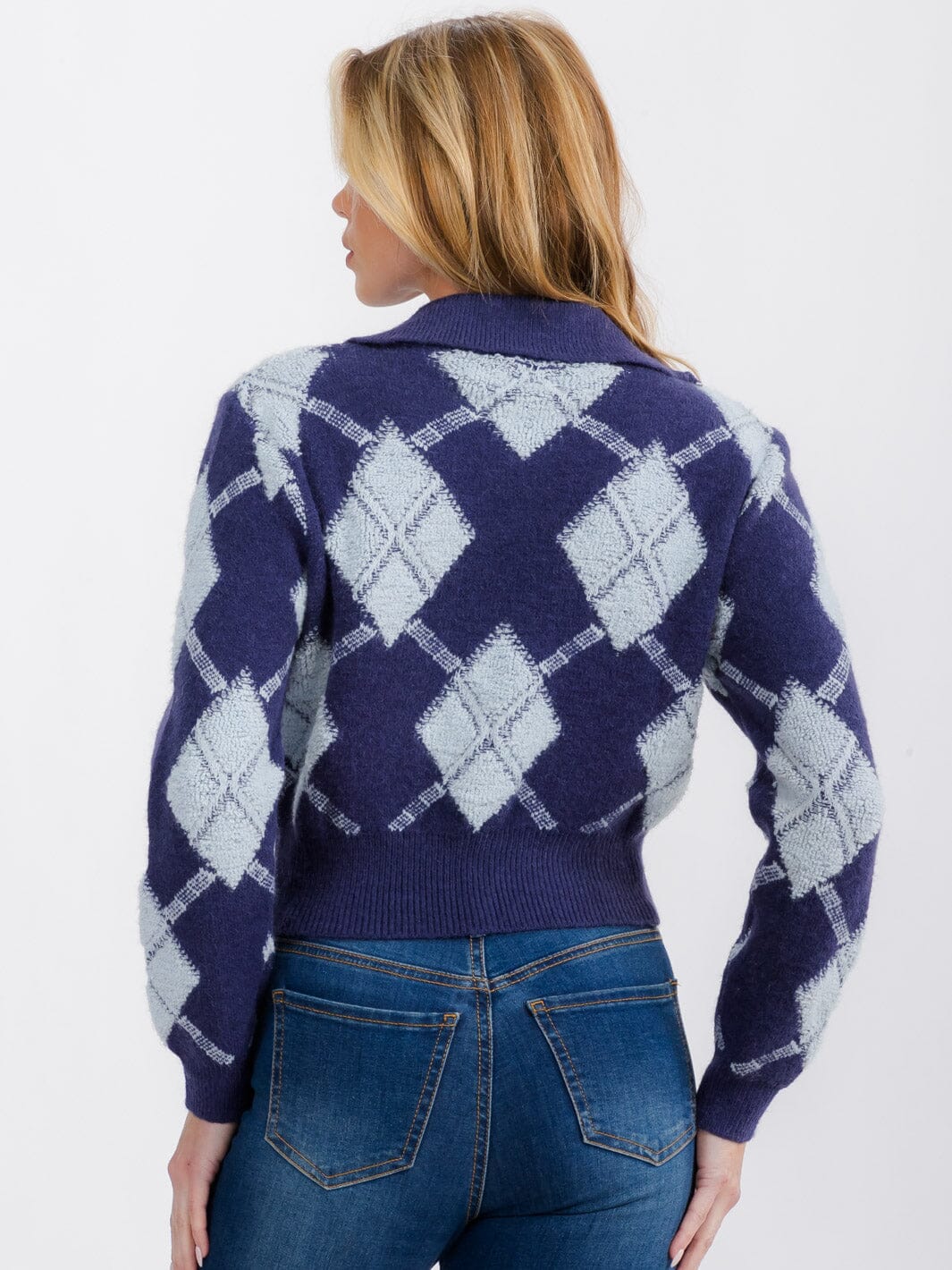 WOMEN'S LONG SLEEVE BUTTON UP PULLOVER COLORBLOCK SWEATER