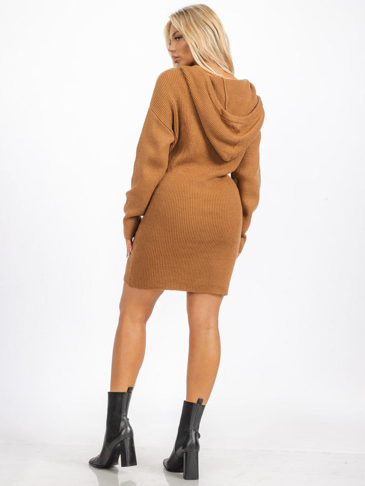 WOMEN'S LONG SLEEVE HOODED BODYCON MINI DRESS