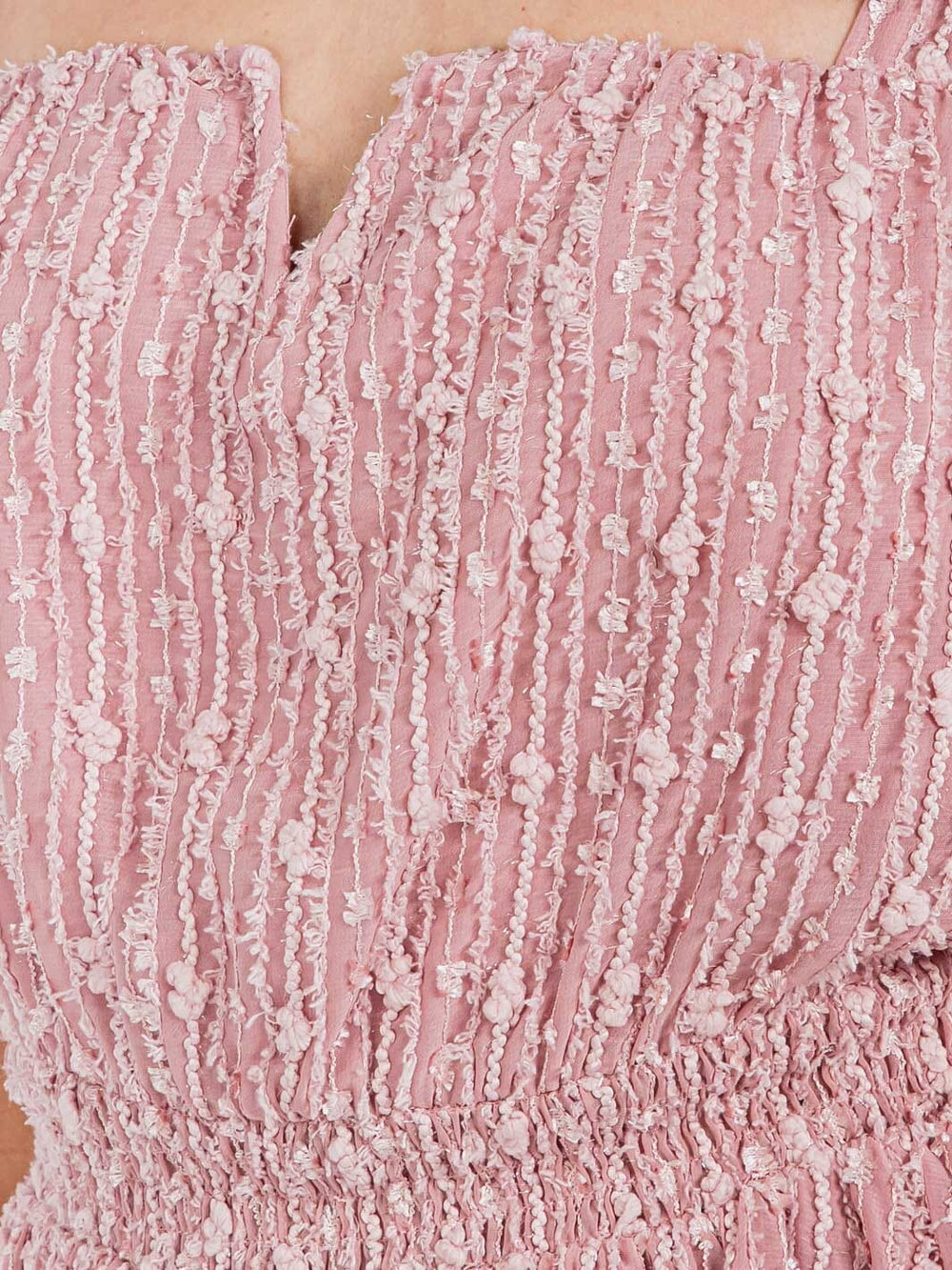 WOMEN'S SLEEVELESS V-NECK RUFFLE ELASTIC WAIST SHIMMER ROMPER