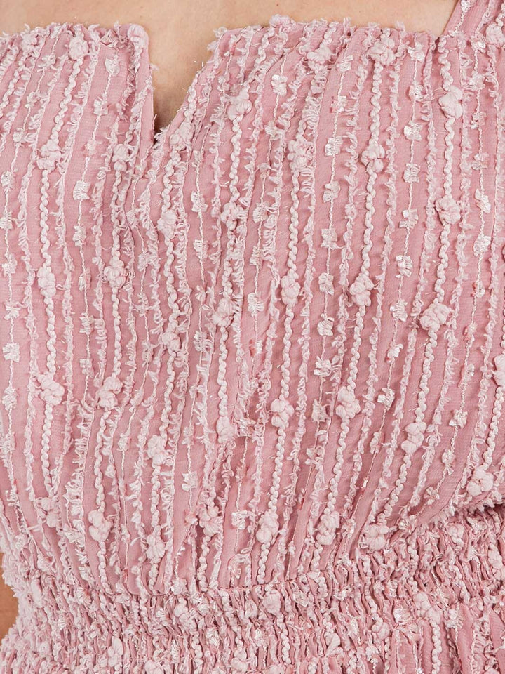 WOMEN'S SLEEVELESS V-NECK RUFFLE ELASTIC WAIST SHIMMER ROMPER