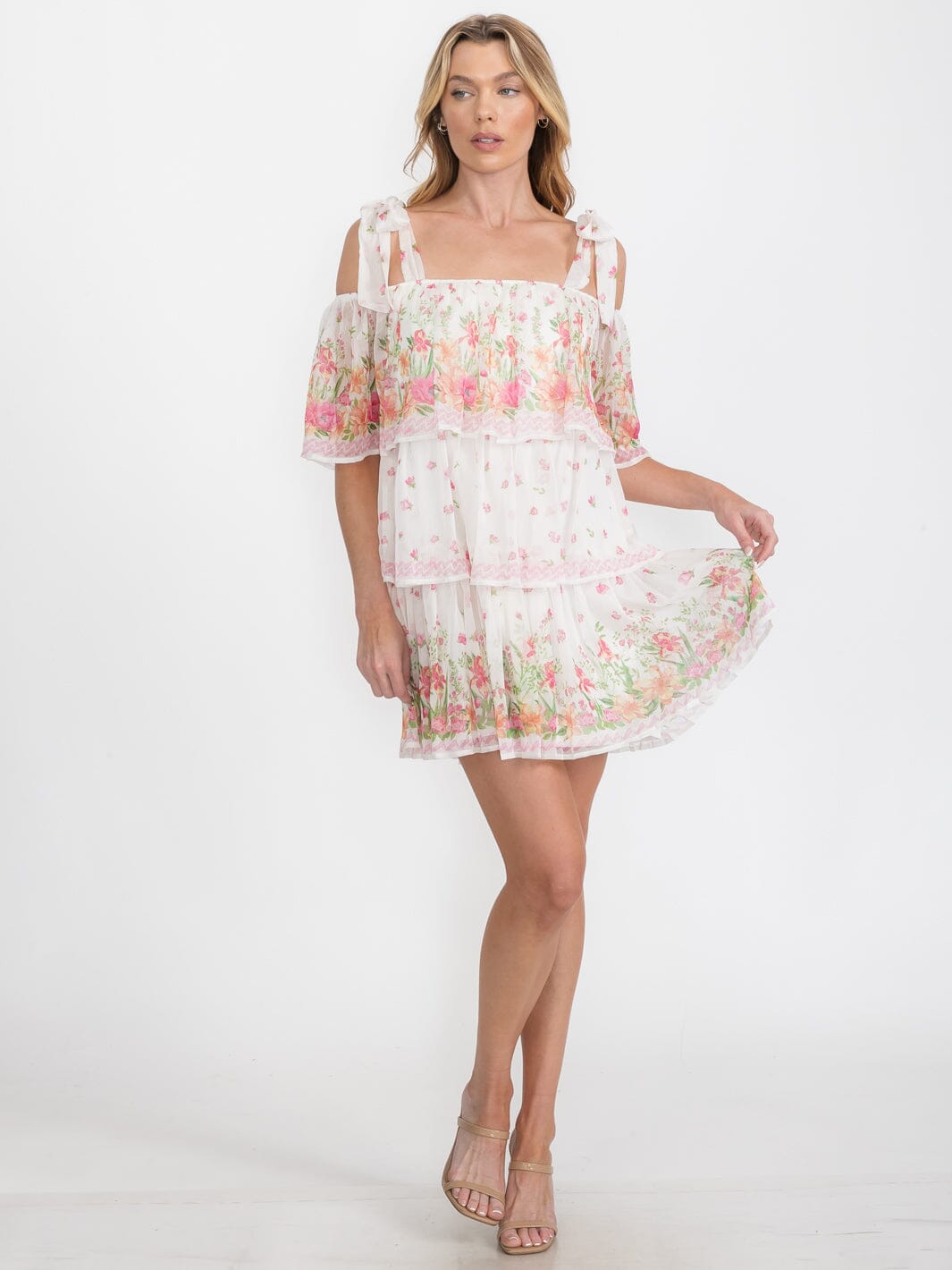 WOMEN'S SLEEVELESS OFF SHOULDER FLORAL MINI DRESS