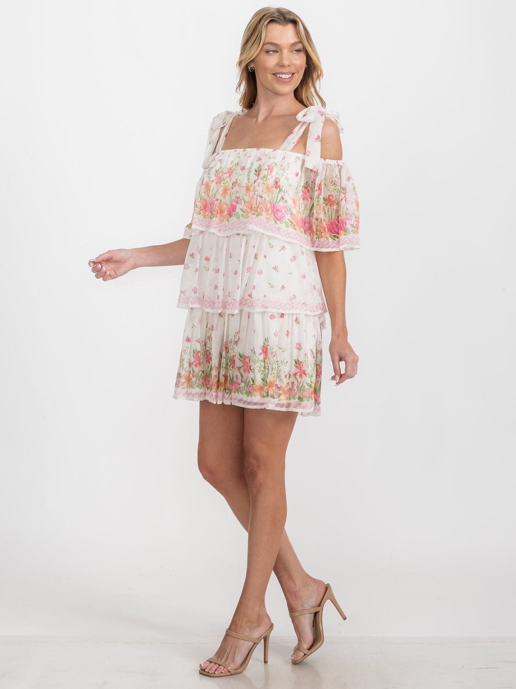 WOMEN'S SLEEVELESS OFF SHOULDER FLORAL MINI DRESS