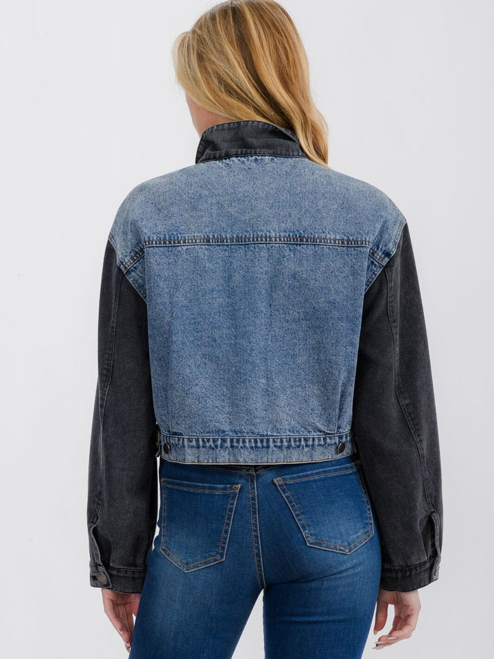 WOMEN'S LONG SLEEVE BUTTON CLOSURE DENIM JACKET