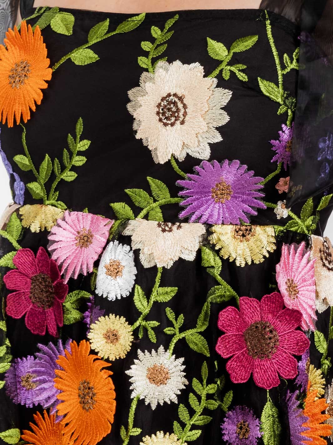 WOMEN'S SLEEVELESS FLOWER EMBROIDERY DETAILED MINI DRESS