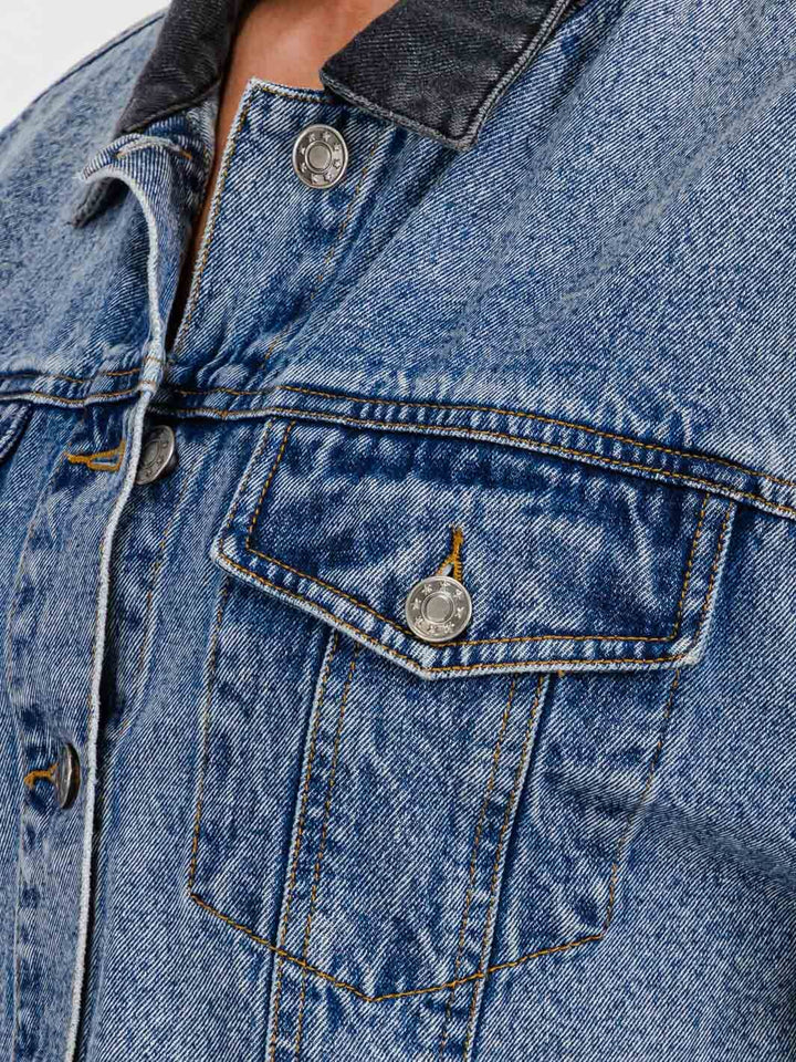 WOMEN'S LONG SLEEVE BUTTON CLOSURE DENIM JACKET