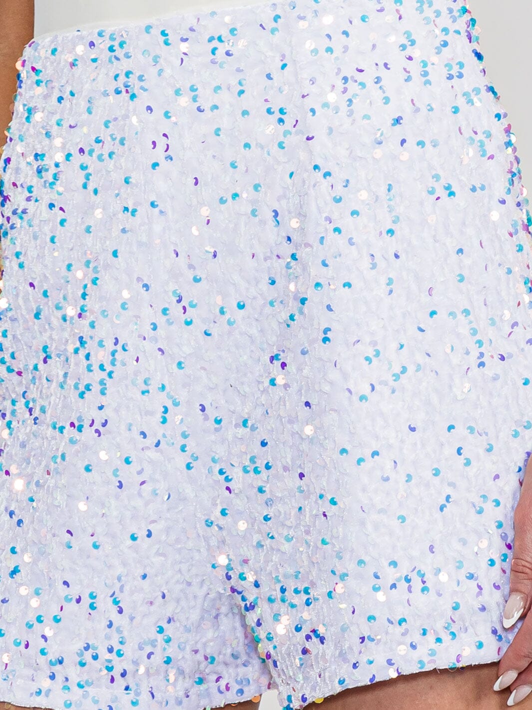 WOMEN'S ZIPPER CLOSURE SEQUINS MINI SHORTS