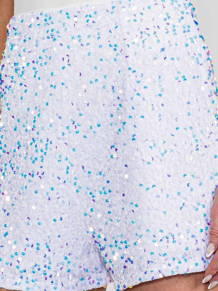 WOMEN'S ZIPPER CLOSURE SEQUINS MINI SHORTS