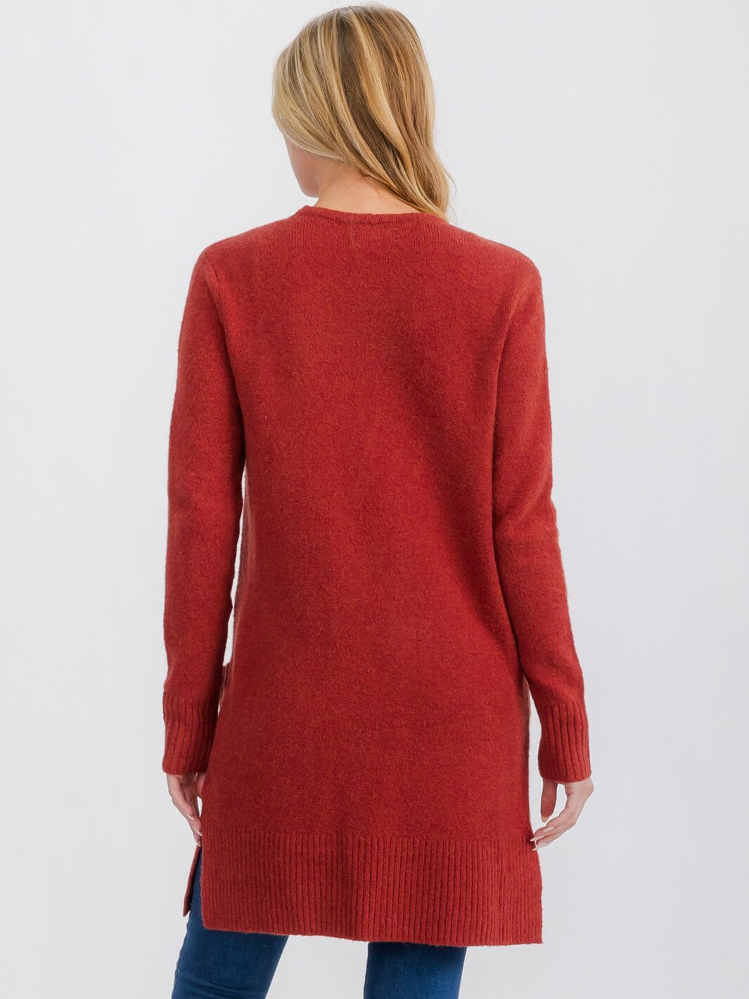 WOMEN'S LONG SLEEVE OPEN FRONT POCKETS CARDIGAN