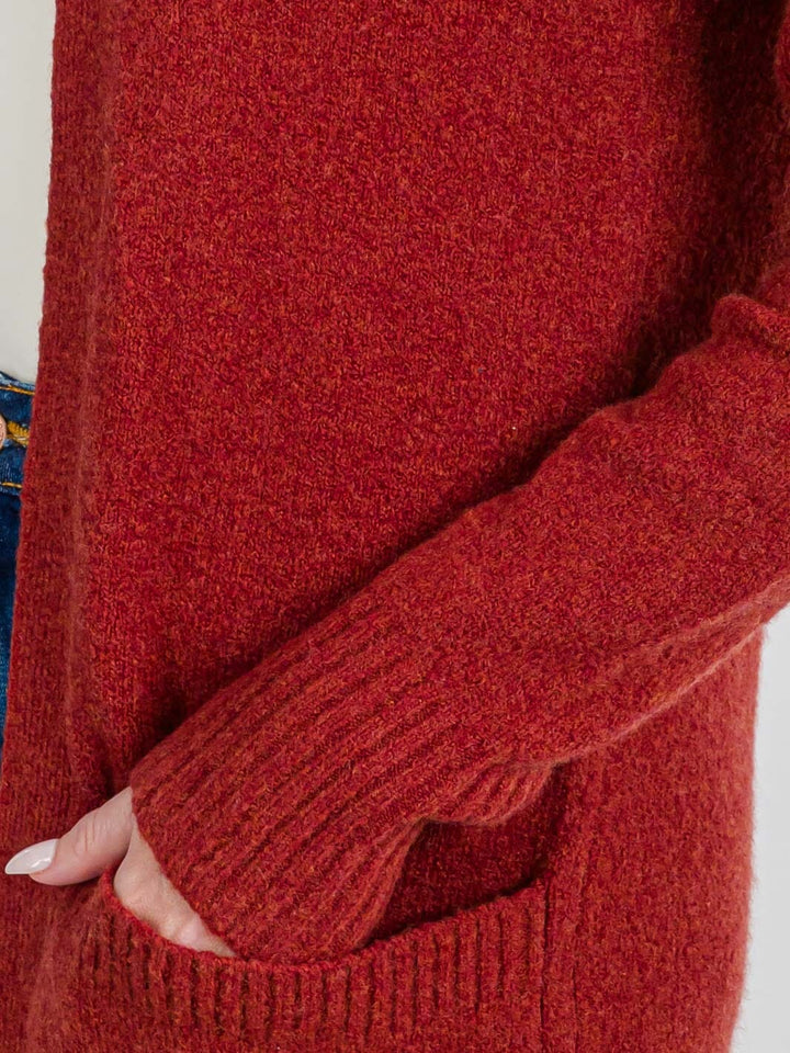 WOMEN'S LONG SLEEVE OPEN FRONT POCKETS CARDIGAN