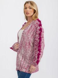 WOMEN'S LONG DETAILED SLEEVE OPEN FRONT KNIT CARDIGAN