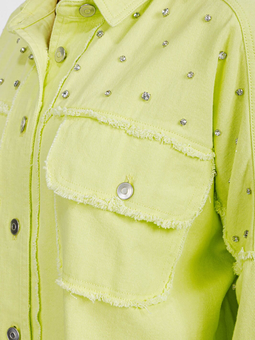 WOMEN'S LONG SLEEVE BUTTON UP FRONT POCKETS STUDS DETAILED SHACKET