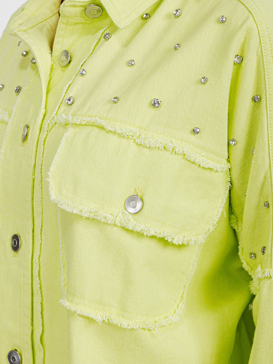 WOMEN'S LONG SLEEVE BUTTON UP FRONT POCKETS STUDS DETAILED SHACKET