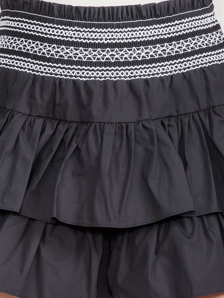 WOMEN'S ELASTIC WAIST RUFFLE TIERED MINI SKORT
