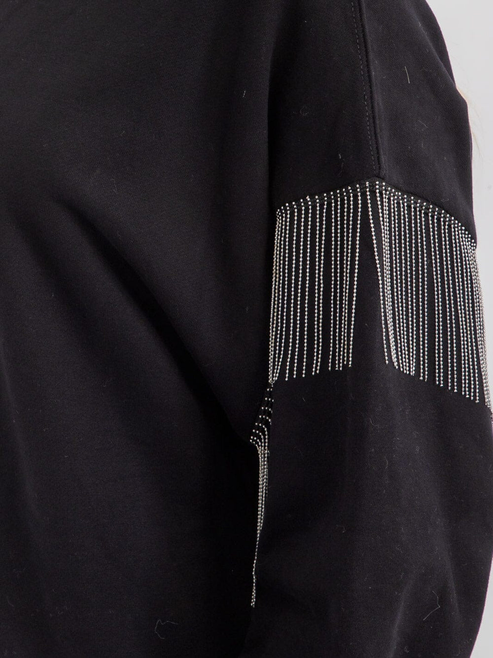 WOMEN'S LONG SLEEVE FRINGE DETAILED PULLOVER SWEATER