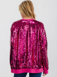 WOMEN'S LONG SLEEVE ZIPPER CLOSURE FRONT POCKETS SEQUINS JACKET