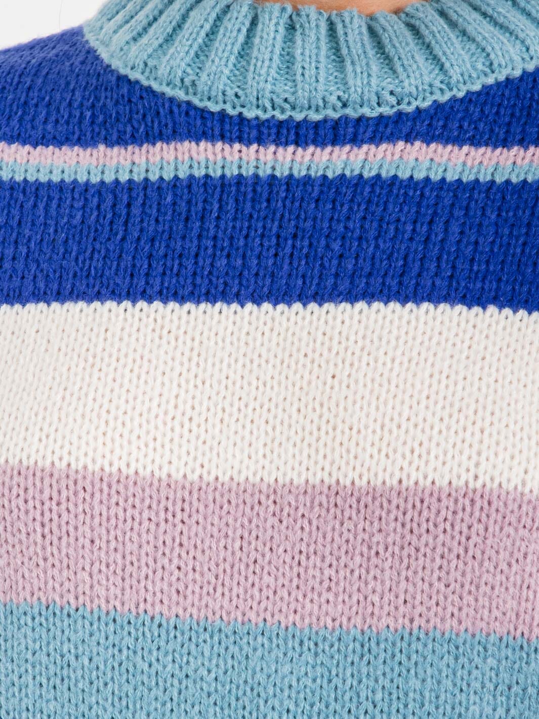 WOMEN'S LONG SLEEVE COLORBLOCK STRIPES PULLOVER SWEATER