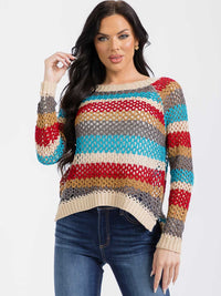 WOMEN'S LONG SLEEVE MULTI COLOR KNIT TOP