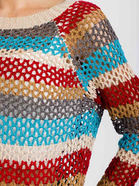 WOMEN'S LONG SLEEVE MULTI COLOR KNIT TOP
