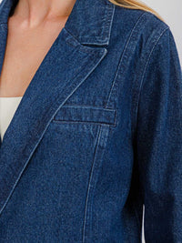 WOMENS LONG SLEEVE BUTTON CLOSURE BACK DETAILED DENIM JACKET