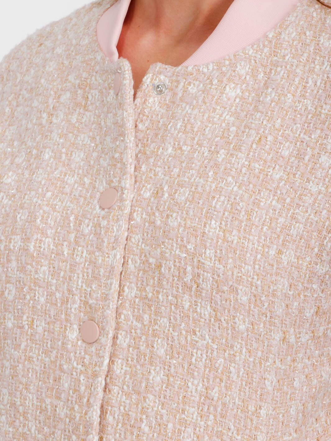 WOMEN'S LONG SLEEVE BUTTON UP POCKETS TWEED JACKET