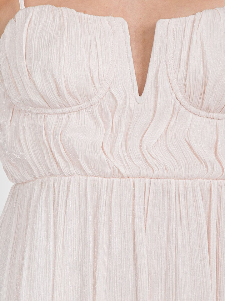 WOMEN'S SLEEVELESS ELASTIC WAIST V-NECK MIDI DRESS