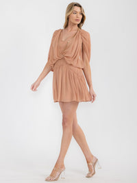 WOMEN'S SLEEVELESS V-NECK CHAIN DETAILED MINI DRESS