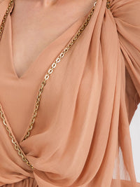 WOMEN'S SLEEVELESS V-NECK CHAIN DETAILED MINI DRESS