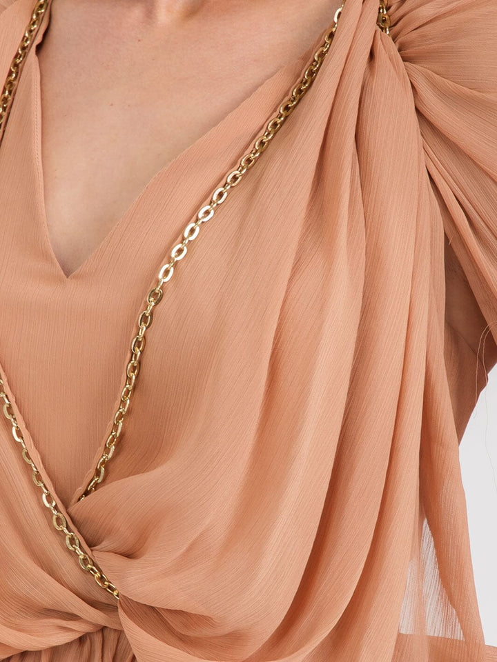 WOMEN'S SLEEVELESS V-NECK CHAIN DETAILED MINI DRESS